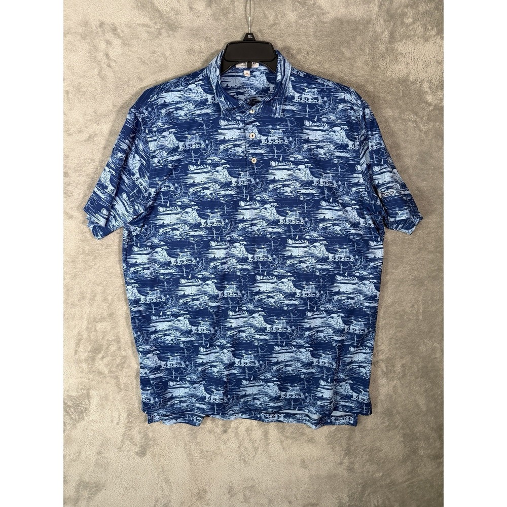 Peter Millar‎ Summer Comfort Polo Mens XL Blue Vacation Pattern Grand Harbor